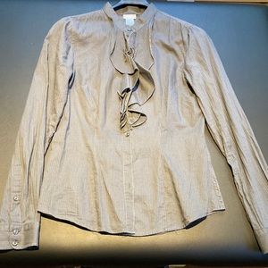 Grey ruffle front shirt